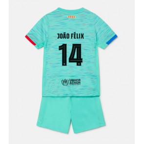 Lacne Dětský Futbalové dres Barcelona Joao Felix #14 2023-24 Krátky Rukáv - Tretina (+ trenírky)